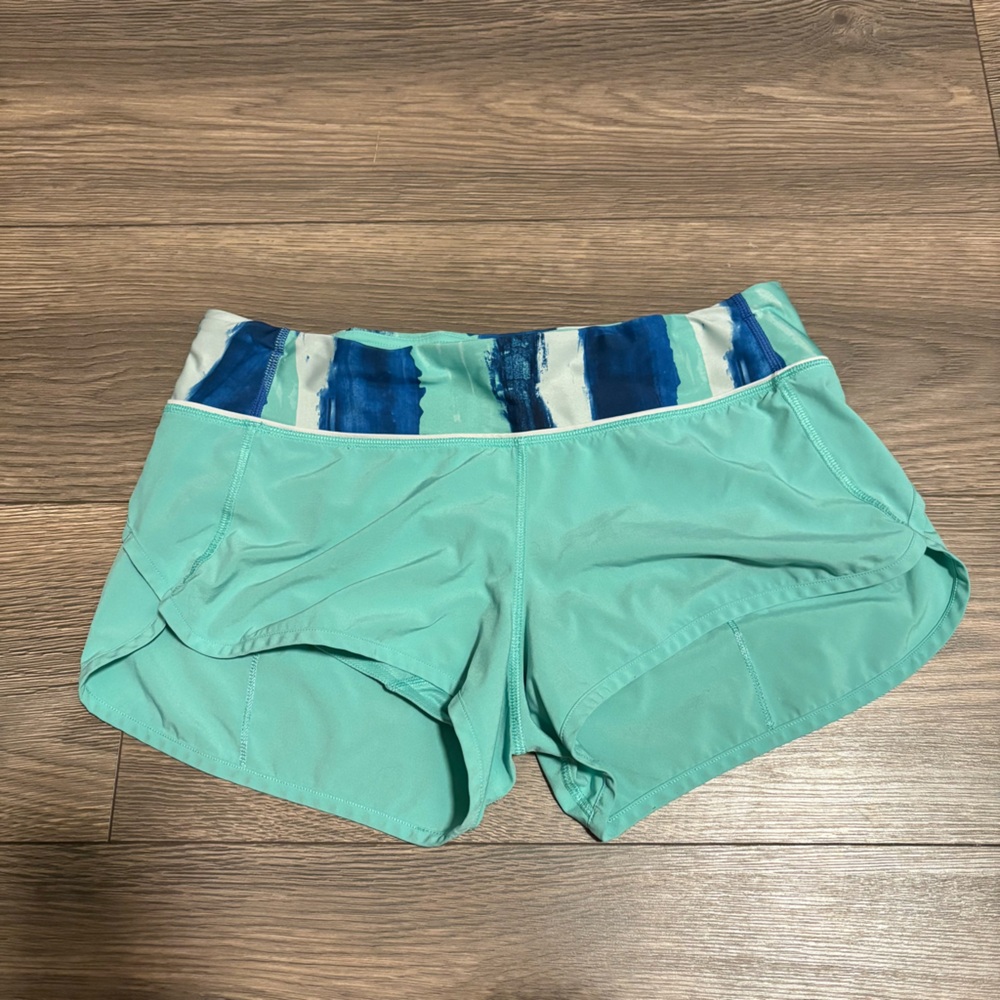 lululemon teal & blue running shorts